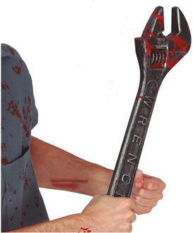 Horror moersleutel met bloed - 45 cm - kunststof - Halloween wapens - accessoires