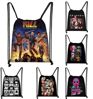 Horror Movie Character Michael Myers / Freddy Krueger / Jason/ Chuck Backpack Women Men Storage Bag Casual Drawstring Bag