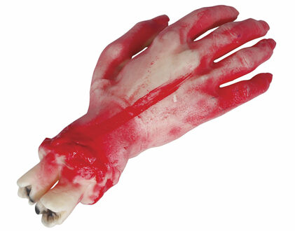 Horror nep afgehakte hand - bebloede lichaamsdelen/ledematen - 25 cm - Halloween decoraties