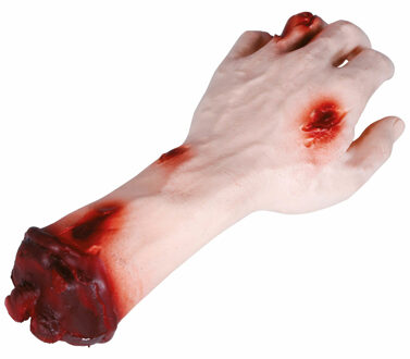 Horror nep afgehakte hand met wonden - bebloede lichaamsdelen/ledematen - 25 cm - Halloween decorati