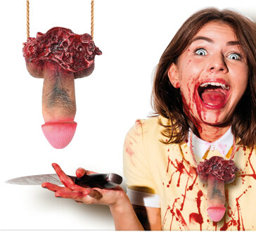 Horror nep afgehakte penis - bebloede lichaamsdelen/ledematen - 12 cm - Halloween decoraties