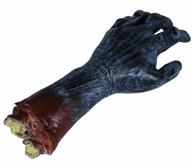 Horror nep afgehakte zombie hand - bebloede lichaamsdelen/ledematen - 30 cm - Halloween decoraties Grijs