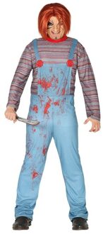 Horror pop Chuck verkleed kostuum voor heren - Halloween killer poppen overall Multi