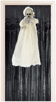 Horror pop - hangende baby geest - met zwart deurgordijn - Halloween decoratie