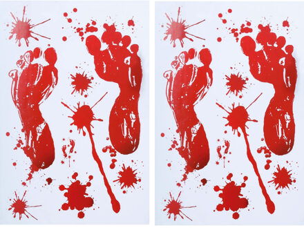Horror raamstickers bloedspetters - 2x - 25 x 35 cm - herbruikbaar - Halloween thema decoratie/versi