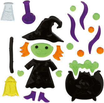 Horror raamstickers heks 20 x 25 cm - Halloween feest decoratie - Feeststickers