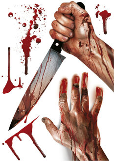Horror raamstickers moordenaar - 25 x 35 cm - herbruikbaar - Halloween thema decoratie/versiering