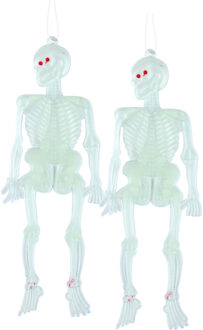 Horror skeletjes - 20x - glow in the dark - hangend - 14 cm - Halloween decoratie