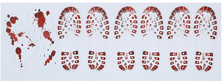 Horror vloersticker - bloederige voetstappen - 2x vellen - 25 x 70 cm - Halloween thema decoratie