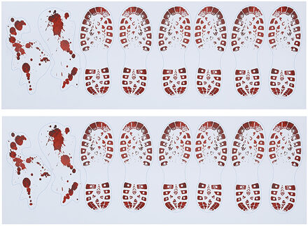 Horror vloersticker - bloederige voetstappen - 4x vellen - 25 x 70 cm - Halloween thema decoratie