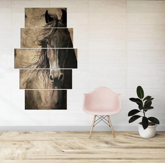 Horse Themed 5 Piece Mdf Table