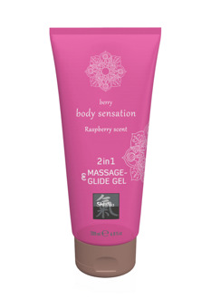Hot 2 in 1 Massage and Glide Gel - Raspberry - 7 fl oz / 200 ml