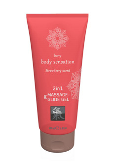 Hot 2 in 1 Massage en Glide Gel - Aardbei - 7 fl oz / 200 ml