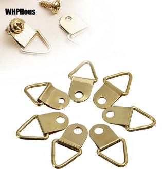 Hot 20pcs Triangle D-Ring Hanging Oil Painting Mirror Frame Hanger Photo Wall Hook Brass Picture Wall Mount Hanger Hook Ring