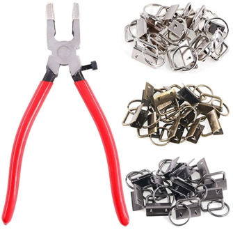 HOT-36 Sets 25mm 3 Colors Key Fob Hardware with 1Pcs Key Fob Pliers, Glass Running Pliers Tools with Jaws
