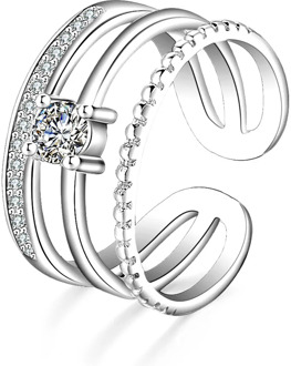 Hot Adjustable 925 Sterling Silver Rings For Women Jewelry Multi-layer Mosaic CZ Zircon Resizable Ring Party bague femme anillos