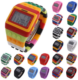 Hot Children's Watches Digital LED Chic Unisex Colorful Constructor blocks Sports kids watches wrist boys student watch Gift