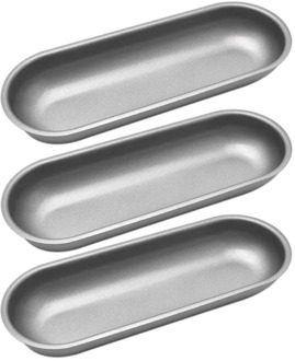 Hot Dog Mold Carbon Steel Sausage Molds Non Stick Bakeware Oval Hotdog Bun Baking Pan for DIY Homemade Bread Tool 3Pcs