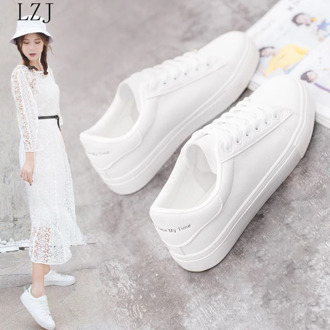 Hot Fashion Spring New Designer Breathble Vulcanized Shoes Woman Pu Leather Tenis Feminino Lace-up White Sneakers Size 35-42