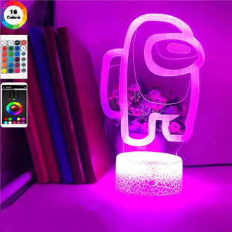 Hot Game Among Us 3D LED Night Light Touch Remote Control Colorful Nightlight for Kids Bedroom Bedside Children's Christmas Gift