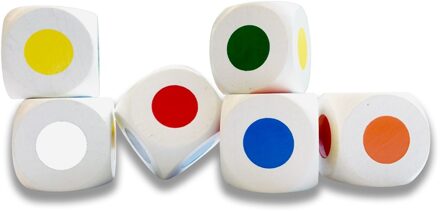 HOT Games 6 grote kleurendobbelstenen 30mm 6-zijdig wit