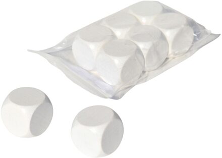 HOT Games Dobbelsteen 30 mm - Onbedrukt Wit (6 stuks)