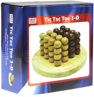 HOT Games Molenspel TicTacToe 3 D. hout blank/bruin gelakt rond
