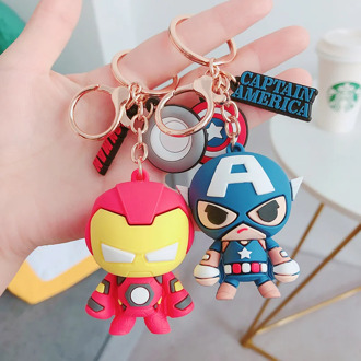 Hot Hero Iron Man Keychain Creative Silicone Epoxy Three-dimensional Cute Cartoon Doll Key Ring Chain Bag Pendant Accessories