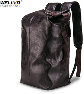 Hot Male Water Resistant Backpack Leather Trip Men Large Capacity Travel Backpack School Rucksack Black Back Bag mochila XA114ZC