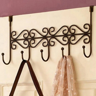 Hot Metal 5-Hook Behind Door Hanger Bag Clothes Key Scarf Hanging Holder Home Storage Organizer Home storage perchero puerta