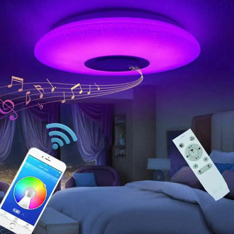 Hot Music Led Ceiling Light Lamp 60W Rgb Flush Mount Round Starlight Music With Bluetooth Speaker Dimmable Color Changing Light