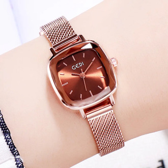 Hot Rose Gold Unique Bracelet Watches For Women Fashion Quartz Small Classic Simple Minimalism Design Casual Dress Wristwatch