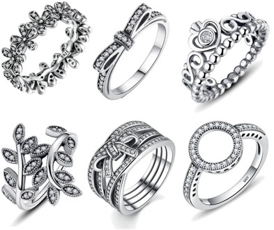 Hot Sale 100% 925 Sterling Silver Rings Wholesale Popular Flower Lucky Rings For Women Jewelry Making Dorpshipping