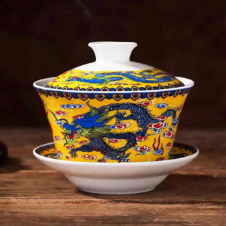 Hot sale 240ml Jingdezhen Vintage Blue and White Porcelain Retro Dragon Painted Coffee Tea Bowl Drinkware Kung Fu Gaiwan