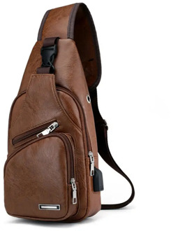 Hot Sale Men's PU Leather Sling Pack Chest Shoulder Crossbody Bag Biker Satchel Handbag