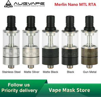 Hot Sale Original Augvape Merlin Nano MTL RTA 2ml/3.5ml E-cig Atomizer 18mm Leak-proof MTL Vape Tank Vs Merlin Mini / Zeus X
