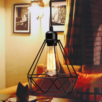 Hot Sale Retro cage pendant light iron minimalist retro Scandinavian loft pyramid pendant lamp metal Hanging Lamp E27 Indoor