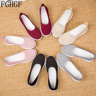 Hot sale Women's Vulcanized shoes summer Mesh breathable casual flats sneakers ladies knitting shallow Comfort Walking shoes 67