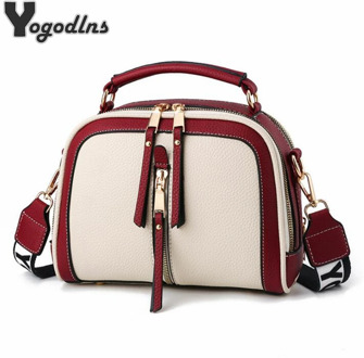 Hot Small Contrast Color Top-Handle Bag Women Crossbody Bags Phone Purse Fashion Single Shoulder Zipper PU Leather Bags