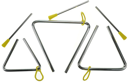 HOT-Steel Rhythm Musical Percussion Triangle-Instruments with Strikers, Set of 3