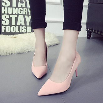 HOT Summer Women Shoes Pointed Toe Pumps Suede Leisure Dress Shoes High Heels Boat Wedding tenis feminino 7cm Sexy