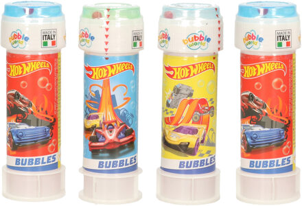 Hot Wheels 4x Hot Wheels race autos bellenblaas flesjes met bal spelletje in dop 60 ml voor kinderen - Bellenblaas