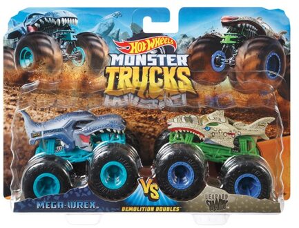 Hot Wheels Monster Trucks Mega Wrex vs Leopard Shark - Cadeauset 2 Auto's 1:64