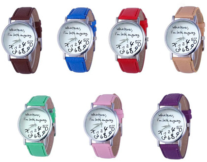 Hot Women Leather Watch Whatever I am Late Anyway Letter Watches Unique Personality Clock Masculino Clock Часы Мужские Erkek