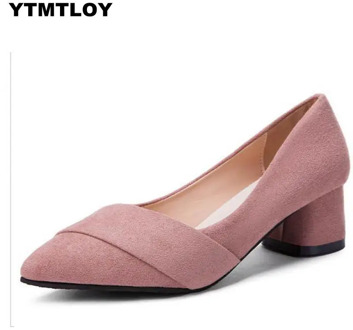 HOT Women Mules Slipper Pointed Toe Block Strap Closed Shallow High Heels Shoes Sandals Pumps Bridal Sexy Heels Pink Zapatos