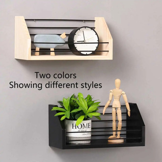 Hot Wooden Gold Storage Racks Hanging Decor Storage Box Flower Pot House Storage Rack Wall Book Figurines Display Crafts Shelves