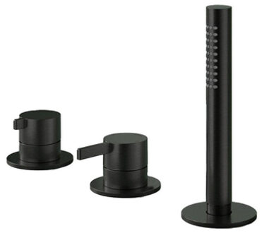 Hotbath Ace Badmengkraan - Badrandcombinatie - éénhendel - 2-weg omstel - handdouche - zwart geborsteld PVD AC075MBP