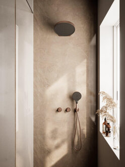 Hotbath ACE Regendoucheset - inbouwkraan - thermostatisch - 30cm hoofddouche - handdouche - geborsteld koper PVD SWAC009BCP Koper geborsteld PVD