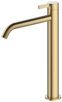 Hotbath Ace Wastafelmengkraan - hoog - opbouw - zonder waste - Geborsteld Messing PVD AC003HBBP Messing geborsteld (goud)
