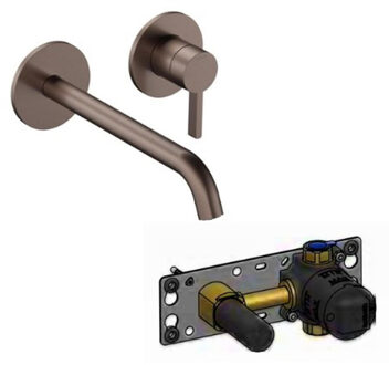 Hotbath Ace Wastafelmengkraan inbouw - afbouwdeel - 20cm - inbouwdeel - geborsteld koper PVD SW1117626/SW1118024 Koper geborsteld